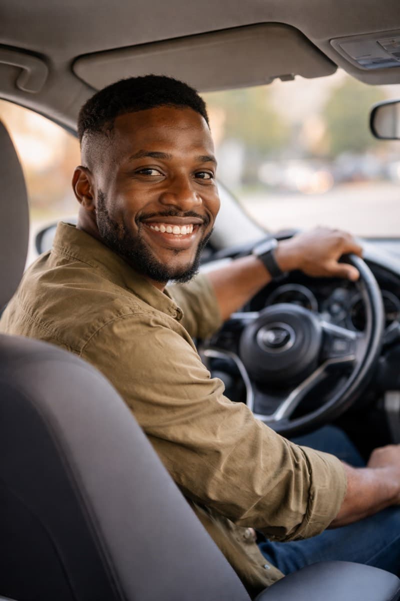 Professional delivery rider in city